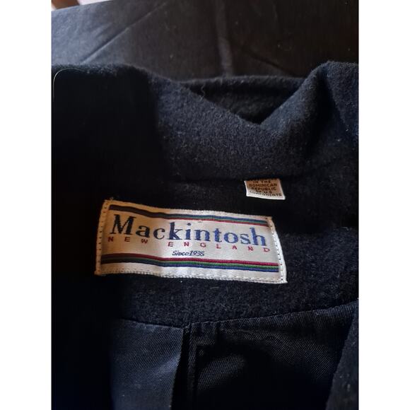 Mackintosh New England Sz 18W Black Wool Classic Double Breasted Pea Coat - Picture 2 of 6